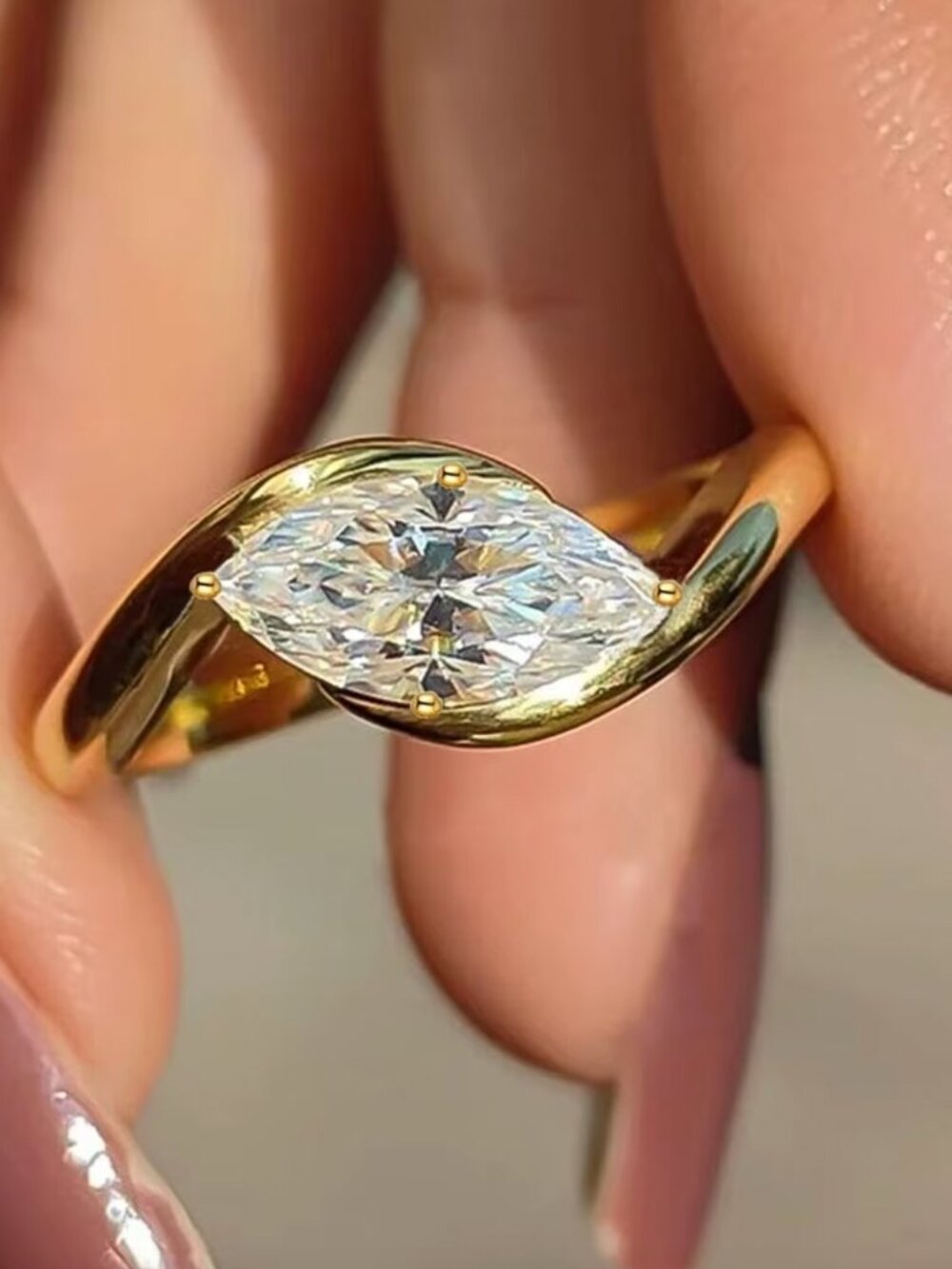 NEW 14k Yellow Gold Diamond Ring Band Statement Cocktail Ring